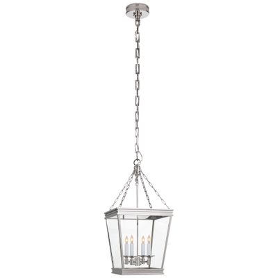 Chapman & Myers Launceton Small Square Lantern in Polished Nickel with Clear Glass Ceiling Light W12.5