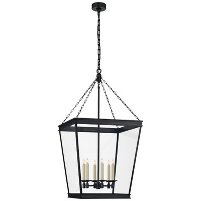 Chapman & Myers Launceton Large Square Lantern in Bronze with Clear Glass Ceiling Light W24
