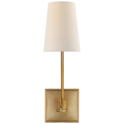 Chapman & Myers Venini Single Sconce in Antique-Burnished Brass with Linen Shade Wall Light W4.75