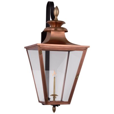 Chapman & Myers Albermarle Large Bracketed Gas Wall Lantern in Soft Copper and Brass with Clear Glass Outdoor Lighting W18