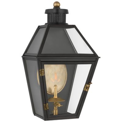 Chapman & Myers Stratford Small 3/4 Gas Wall Lantern in Matte Black with Clear Glass Outdoor Lighting W10