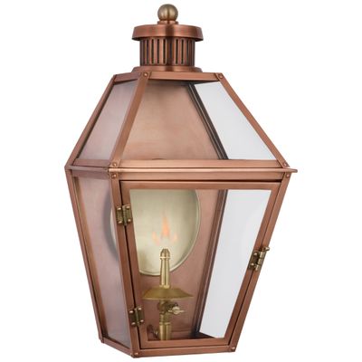 Chapman & Myers Stratford Small 3/4 Gas Wall Lantern in Soft Copper with Clear Glass Outdoor Lighting W10