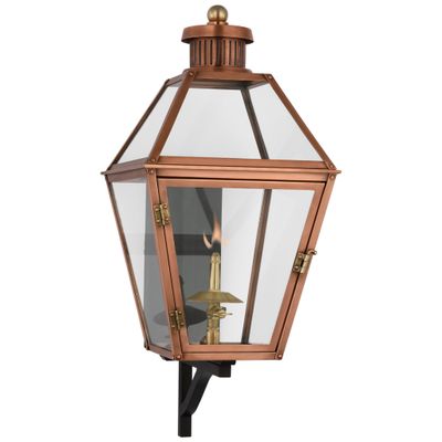 Chapman & Myers Stratford Small Bracketed Gas Wall Lantern in Soft Copper with Clear Glass Outdoor Lighting W10