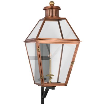 Chapman & Myers Stratford Large Bracketed Gas Wall Lantern in Soft Copper with Clear Glass Outdoor Lighting W14.75