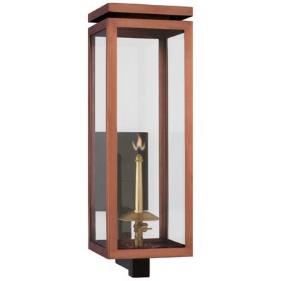 Chapman & Myers Fresno Medium Bracketed Gas Wall Lantern in Soft Copper with Clear Glass Outdoor Lighting W6