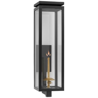 Chapman & Myers Fresno Large Bracketed Gas Wall Lantern in Matte Black with Clear Glass Outdoor Lighting W6