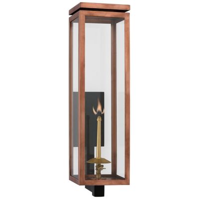 Chapman & Myers Fresno Large Bracketed Gas Wall Lantern in Soft Copper with Clear Glass Outdoor Lighting W6