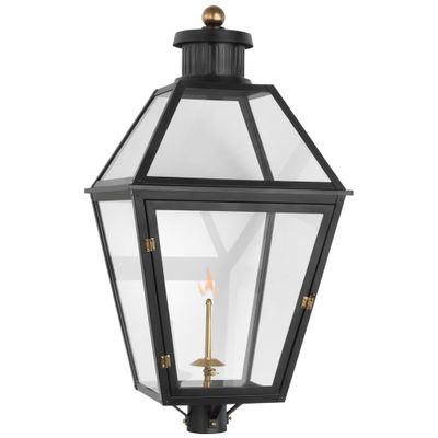 Chapman & Myers Stratford Gas Post Light in Matte Black with Clear Glass Outdoor Lighting W18