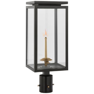 Chapman & Myers Fresno Medium Gas Post in Matte Black with Clear Glass Outdoor Lighting W8