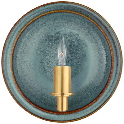 Christopher Spitzmiller Leeds Small Round Sconce in Oslo Blue Wall Light W8.25