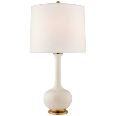 Christopher Spitzmiller Coy Medium Table Lamp in Ivory with Linen Shade W18.25