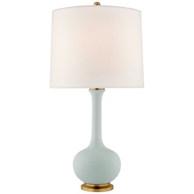 Christopher Spitzmiller Coy Medium Table Lamp in Matte Sky Blue with Linen Shade W18.25