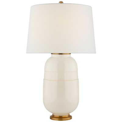 Christopher Spitzmiller Newcomb Medium Table Lamp in Ivory with Linen Shade W18.25