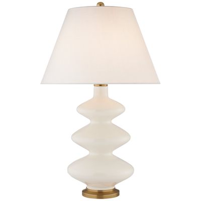Christopher Spitzmiller Smith Medium Table Lamp in Ivory with Linen Shade W18.5