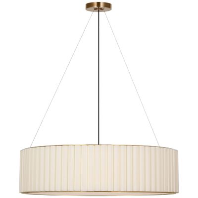 Ian K. Fowler Palati Extra Large Hanging Shade in Hand-Rubbed Antique Brass with Linen Shade Ceiling Light W38
