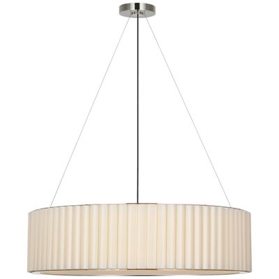 Ian K. Fowler Palati Extra Large Hanging Shade in Polished Nickel with Linen Shade Ceiling Light W38