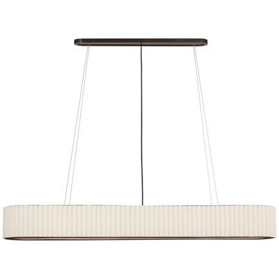 Ian K. Fowler Palati Extra Large Linear Chandelier in Bronze with Linen Shade Ceiling Light W72
