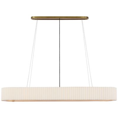 Ian K. Fowler Palati Extra Large Linear Chandelier in Hand-Rubbed Antique Brass with Linen Shade Ceiling Light W72