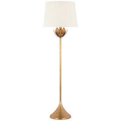Julie Neill Alberto Large Floor Lamp in Antique-Burnished Brass with Linen Shade W18