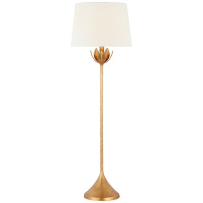 Julie Neill Alberto Large Floor Lamp in Antique Gold Leaf with Linen Shade W18