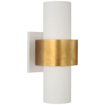 Julie Neill Chalmette Medium Layered Sconce in Plaster White and Gild Wall Light W6