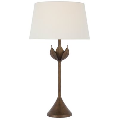 Julie Neill Alberto Large Table Lamp in Antique Bronze Leaf with Linen Shade W17