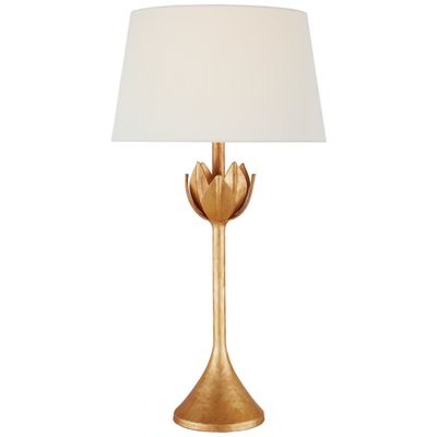 Julie Neill Alberto Large Table Lamp in Antique Gold Leaf with Linen Shade W17