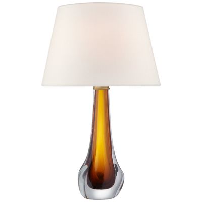 Julie Neill Christa Large Table Lamp in Amber Glass with Linen Shade W18