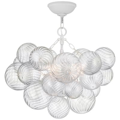 Julie Neill Talia Small Semi-Flush Mount in Plaster White and Clear Swirled  Glass