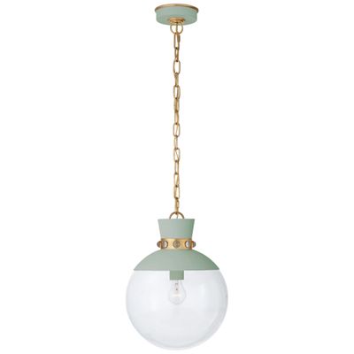 Julie Neill Lucia Medium Pendant in Celedon and Gild with Clear Glass Ceiling Light W13