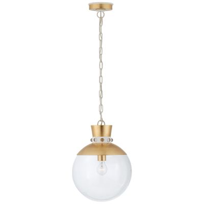 Julie Neill Lucia Medium Pendant in Gild and White with Clear Glass Ceiling Light W13