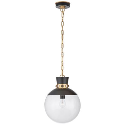 Julie Neill Lucia Medium Pendant in Matte Black and Gild with Clear Glass Ceiling Light W13