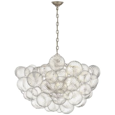 Julie Neill Talia Large Chandelier in Burnished Silver Leaf and Clear