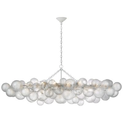 Julie Neill Talia Large Linear Chandelier in Plaster White with Clear Swirled Glass Ceiling Light W25.75