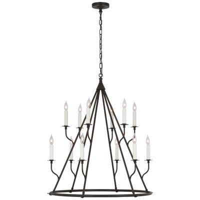 Julie Neill Lorio Large Chandelier in Aged Iron Ceiling Light W33
