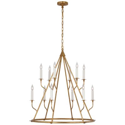 Julie Neill Lorio Large Chandelier in Gilded Iron Ceiling Light W33