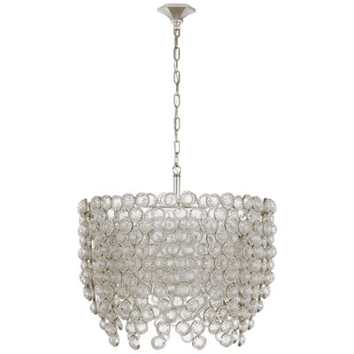 Julie Neill Milazzo Medium Waterfall Chandelier in Burnished Silver Leaf and Crystal Ceiling Light W28.5