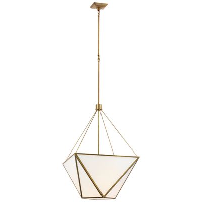 Julie Neill Lorino Large Lantern in Hand-Rubbed Antique Brass with White Glass Ceiling Light W22
