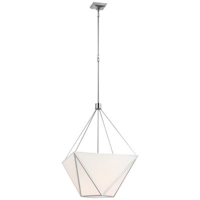 Julie Neill Lorino Large Lantern in Polished Nickel with White Glass Ceiling Light W22
