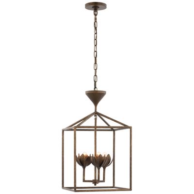 Julie Neill Alberto Small Open Cage Lantern in Antique Bronze Leaf Ceiling Light W14