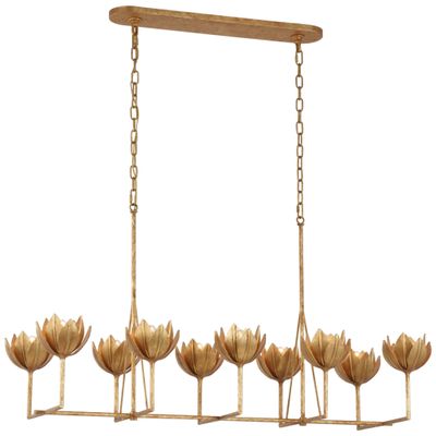 Julie Neill Alberto Large Linear Chandelier in Antique Gold Leaf Ceiling Light W21