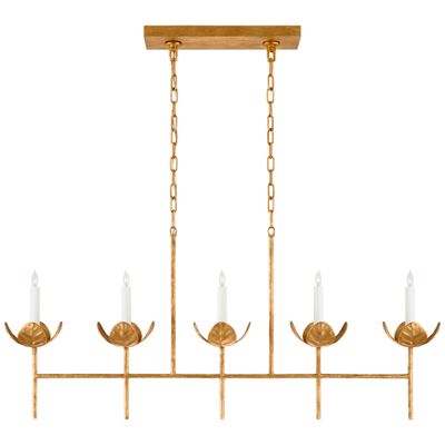 Julie Neill Illana Large Linear Chandelier in Antique Gold Leaf Ceiling Light W50.5