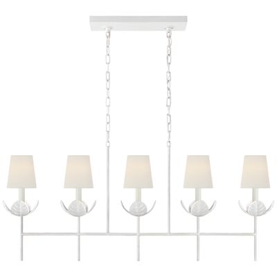 Julie Neill Illana Large Linear Chandelier in Plaster White with Linen Shade Ceiling Light W50.5