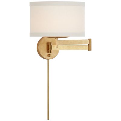 kate spade new york Walker Swing Arm Sconce in Gild with Cream Linen Shade Wall Light W14