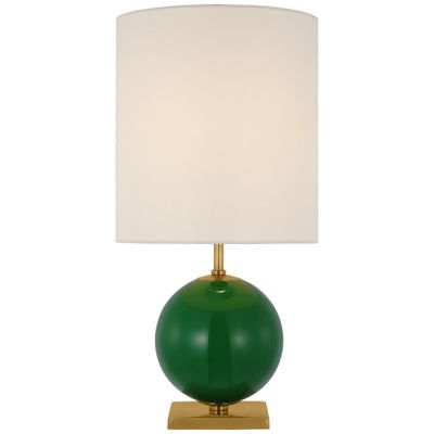 kate spade new york Elsie Small Table Lamp in Green Painted Glass with Linen Shade W10