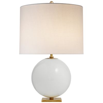 kate spade new york Elsie Table Lamp in Cream Reverse Painted Glass with Cream Linen Shade W16