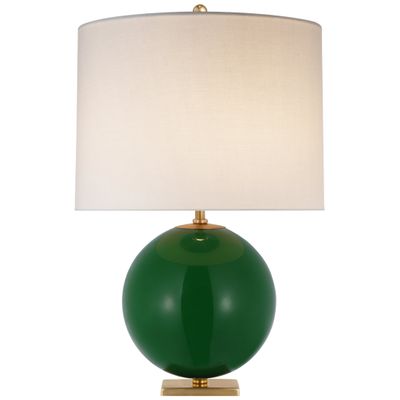 kate spade new york Elsie Table Lamp in Green Reverse Painted Glass with Linen Shade W16