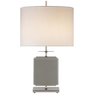 kate spade new york Beekman Small Table Lamp in Grey Reverse Painted Glass with Cream Linen Shade W16