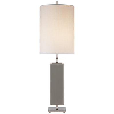 kate spade new york Beekman Table Lamp in Grey Reverse Painted Glass with Cream Linen Shade W12
