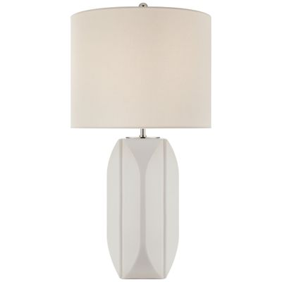 kate spade new york Carmilla Medium Table Lamp in Matte White with Linen Shade W14.5